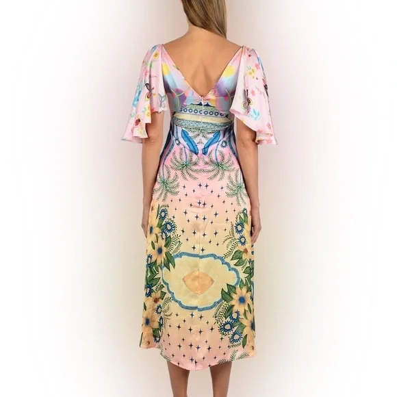 Oceanus Camille Satin Midi Dress Size XXL - Picture 11 of 16